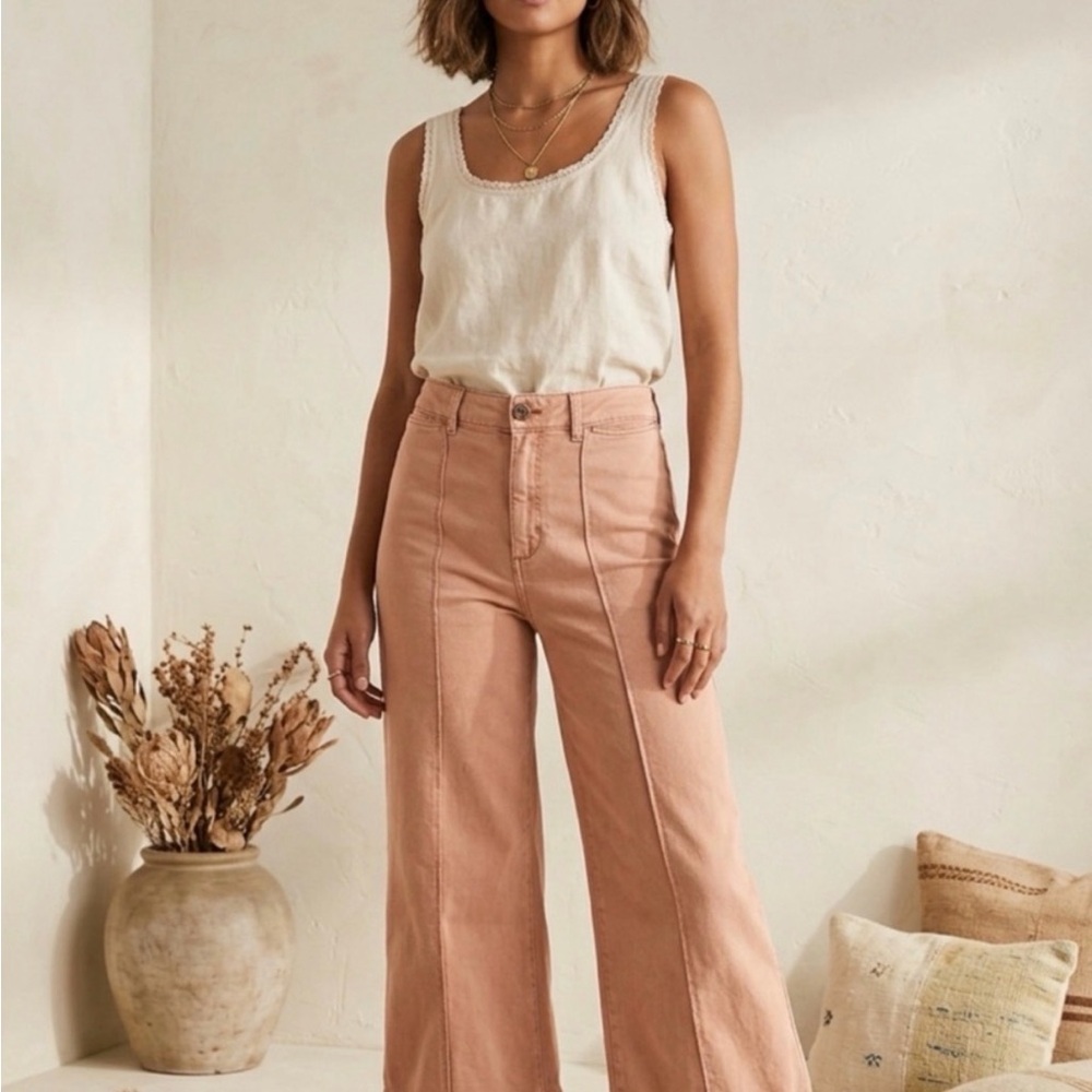 Anthropologie Dusty Rose High-Rise Wide-Leg Jeans